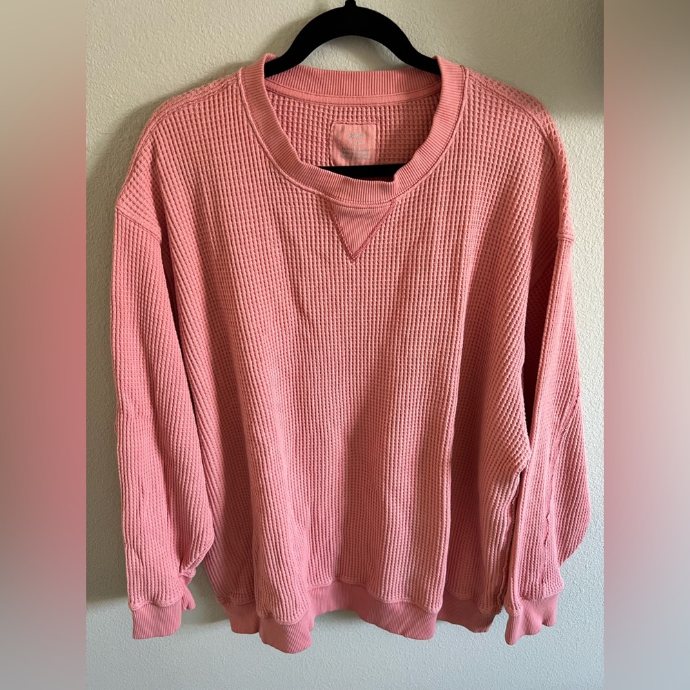 Aerie Pink Waffle Knit Sweater